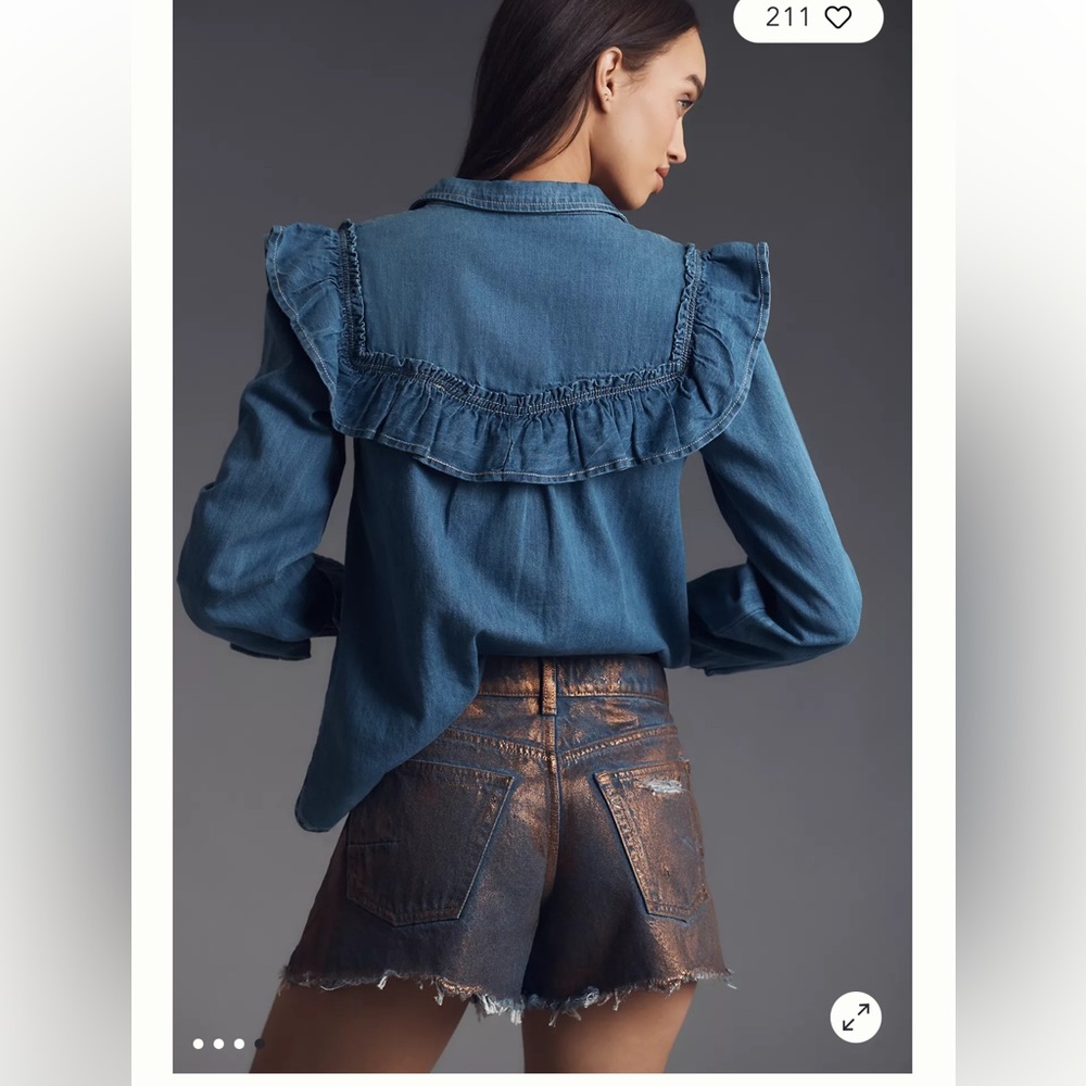 NWT Anthropologie The Devon Denim Shorts by Pilcro: Coated Edition - Picture 4 of 13